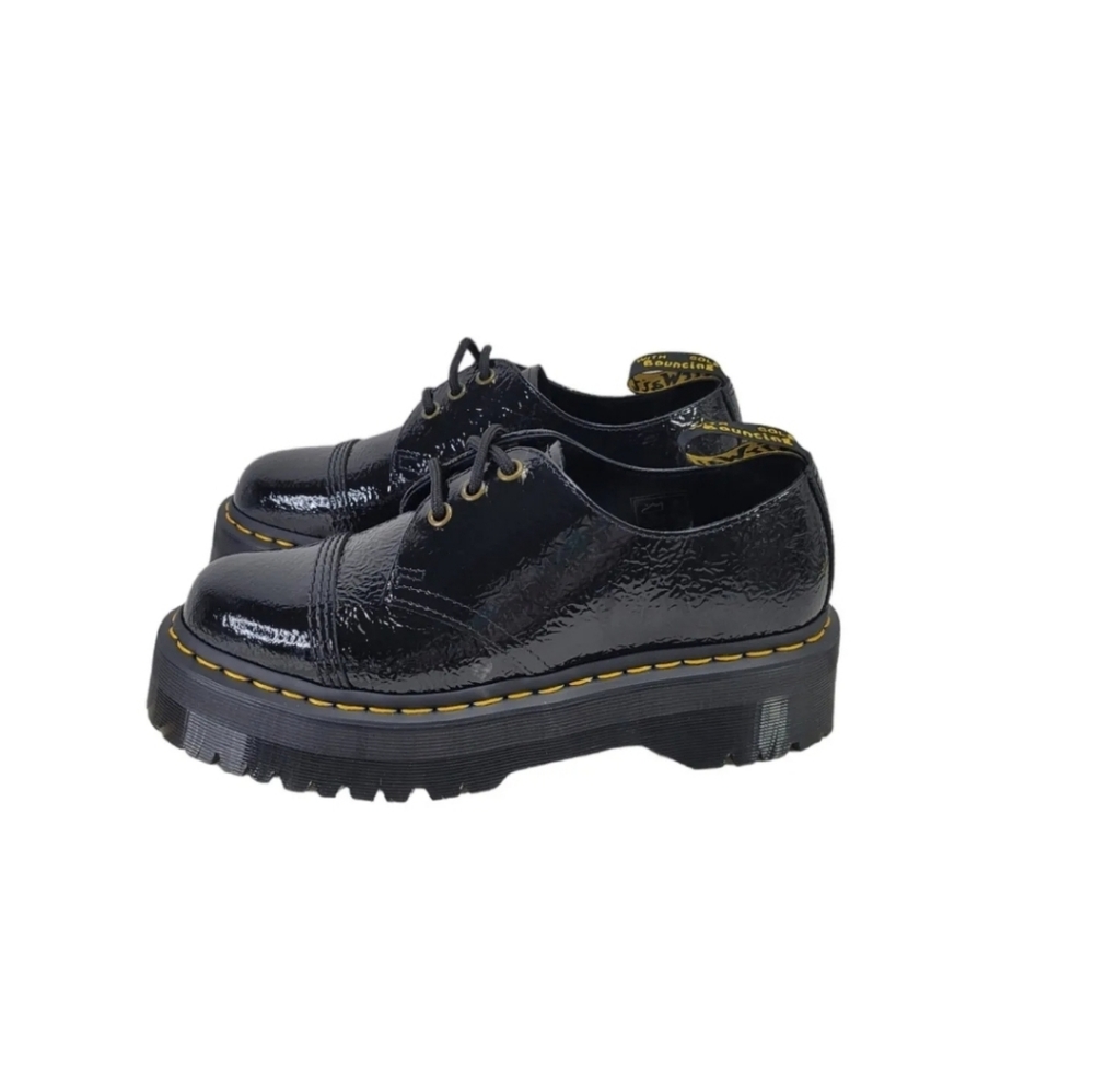 Dr.Martens 1461 Quad Platform Distressed Patent Leather Oxfords Wms USM 7 USL 8 - Picture 4 of 11